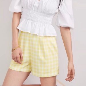 Yellow Plaid Anthropologie Shorts